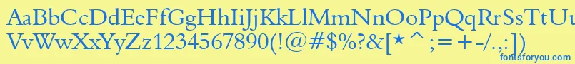 Aldine401Bt-Schriftart – Blaue Schriften auf gelbem Hintergrund