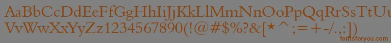 Aldine401Bt-Schriftart – Braune Schriften auf grauem Hintergrund