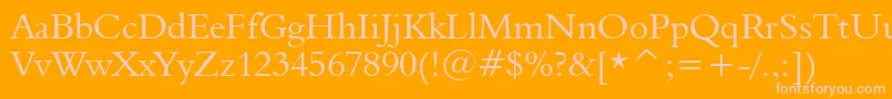 Aldine401Bt-Schriftart – Rosa Schriften auf orangefarbenem Hintergrund