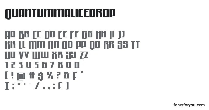 Czcionka Quantummalicedrop – alfabet, cyfry, specjalne znaki