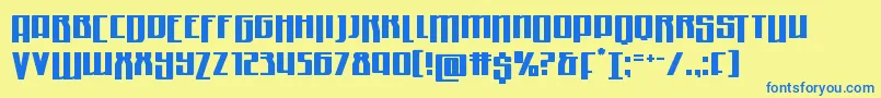 フォントQuantummalicedrop – 青い文字が黄色の背景にあります。