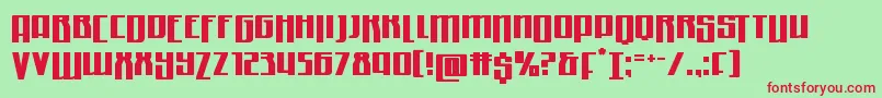 フォントQuantummalicedrop – 赤い文字の緑の背景