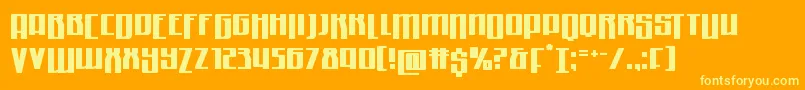 Quantummalicedrop-Schriftart – Gelbe Schriften auf orangefarbenem Hintergrund