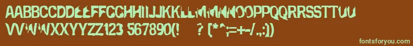 フォントEclipsedmoon – 緑色の文字が茶色の背景にあります。