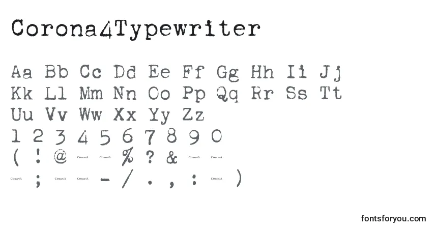Czcionka Corona4Typewriter – alfabet, cyfry, specjalne znaki