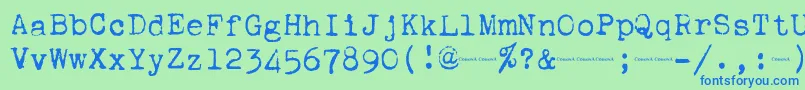 Corona4Typewriter-fontti – siniset fontit vihreällä taustalla