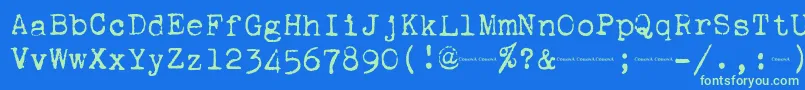 Corona4Typewriter Font – Green Fonts on Blue Background
