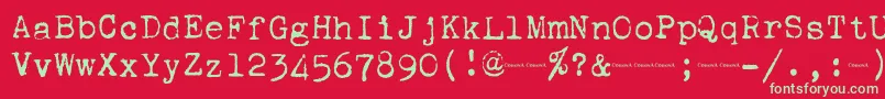 Corona4Typewriter-fontti – vihreät fontit punaisella taustalla