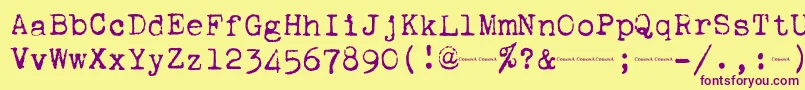 Corona4Typewriter Font – Purple Fonts on Yellow Background
