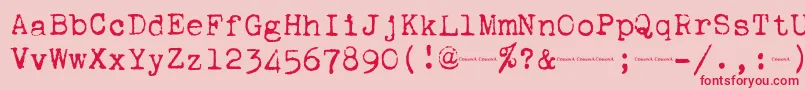 Fonte Corona4Typewriter – fontes vermelhas em um fundo rosa