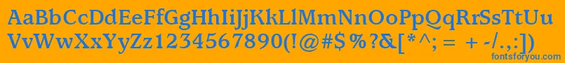 ItcUsherwoodLtBold-Schriftart – Blaue Schriften auf orangefarbenem Hintergrund