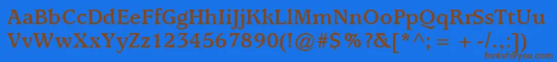 ItcUsherwoodLtBold-Schriftart – Braune Schriften auf blauem Hintergrund