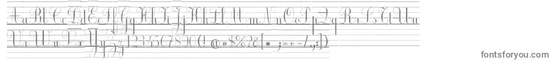 EclCour-fontti – harmaat kirjasimet valkoisella taustalla