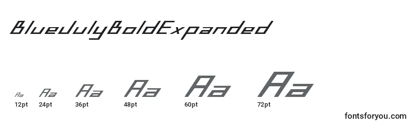BlueJulyBoldExpanded Font Sizes