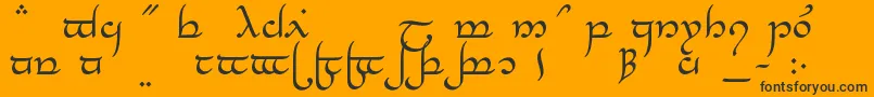 Шрифт TengwarElesilNormal – чёрные шрифты на оранжевом фоне
