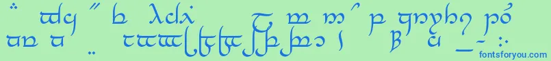 TengwarElesilNormal-Schriftart – Blaue Schriften auf grünem Hintergrund
