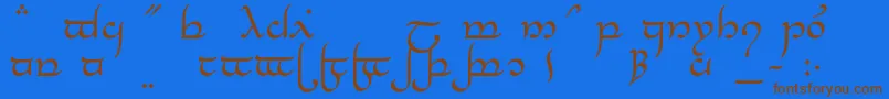フォントTengwarElesilNormal – 茶色の文字が青い背景にあります。