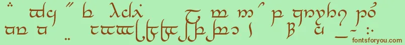 TengwarElesilNormal-Schriftart – Braune Schriften auf grünem Hintergrund
