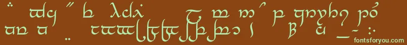 フォントTengwarElesilNormal – 緑色の文字が茶色の背景にあります。