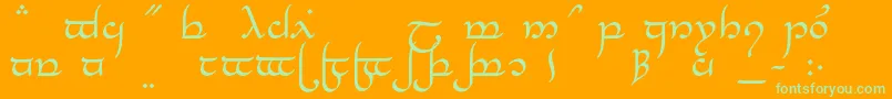 TengwarElesilNormal-Schriftart – Grüne Schriften auf orangefarbenem Hintergrund