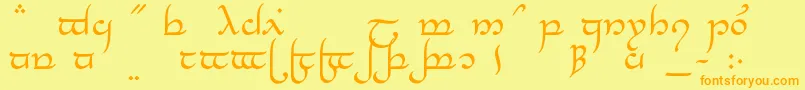 TengwarElesilNormal-Schriftart – Orangefarbene Schriften auf gelbem Hintergrund