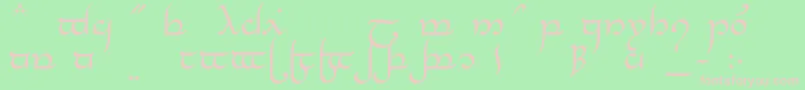 Fonte TengwarElesilNormal – fontes rosa em um fundo verde