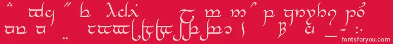TengwarElesilNormal-fontti – vaaleanpunaiset fontit punaisella taustalla