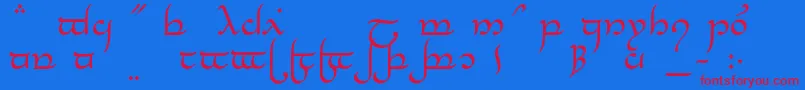 TengwarElesilNormal-Schriftart – Rote Schriften auf blauem Hintergrund