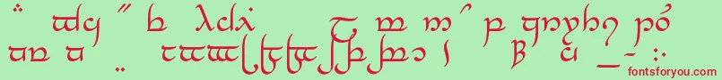 TengwarElesilNormal-Schriftart – Rote Schriften auf grünem Hintergrund