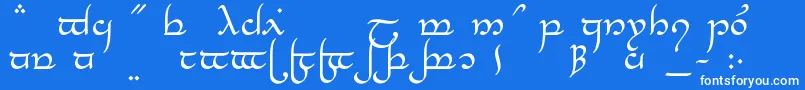 Fonte TengwarElesilNormal – fontes brancas em um fundo azul