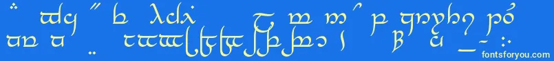 TengwarElesilNormal-fontti – keltaiset fontit sinisellä taustalla