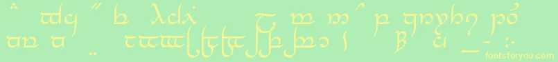 フォントTengwarElesilNormal – 黄色の文字が緑の背景にあります
