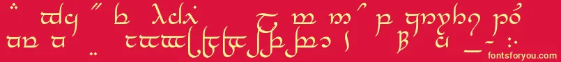 TengwarElesilNormal-Schriftart – Gelbe Schriften auf rotem Hintergrund
