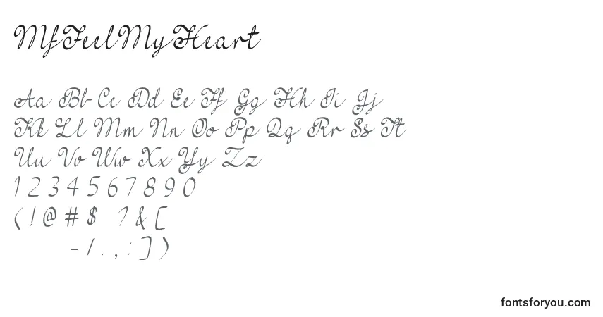 Schriftart MfFeelMyHeart – Alphabet, Zahlen, spezielle Symbole
