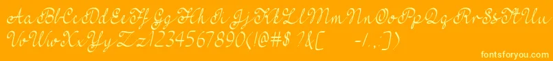Więcej informacji o czcionce MfFeelMyHeart Czcionka MfFeelMyHeart – żółte czcionki na pomarańczowym tle