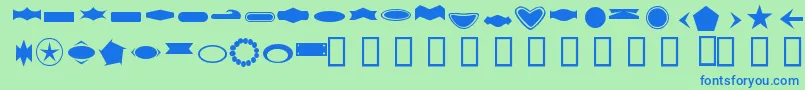 ButtonByFanta-Schriftart – Blaue Schriften auf grünem Hintergrund