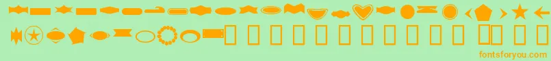 フォントButtonByFanta – オレンジの文字が緑の背景にあります。