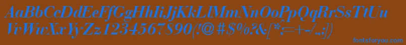 BodonirecutBolditalic Font – Blue Fonts on Brown Background