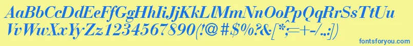 Подробнее о шрифте BodonirecutBolditalic Шрифт BodonirecutBolditalic – синие шрифты на жёлтом фоне