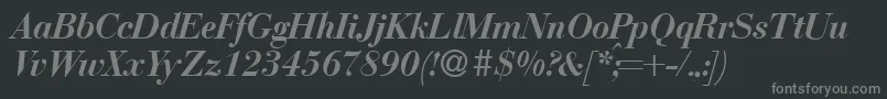 BodonirecutBolditalic Font – Gray Fonts on Black Background