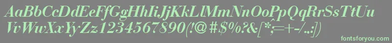 BodonirecutBolditalic Font – Green Fonts on Gray Background