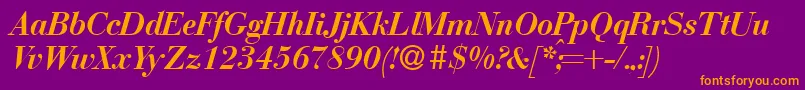 フォントBodonirecutBolditalic – 紫色の背景にオレンジのフォント