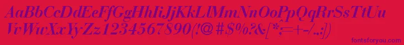 Шрифт BodonirecutBolditalic – фиолетовые шрифты на красном фоне