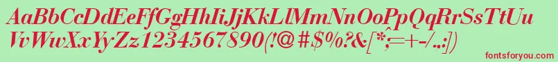BodonirecutBolditalic Font – Red Fonts on Green Background