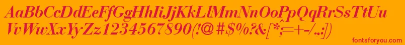 BodonirecutBolditalic Font – Red Fonts on Orange Background