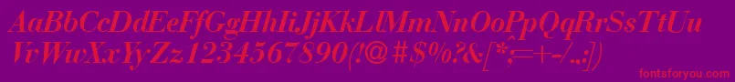 Шрифт BodonirecutBolditalic – красные шрифты на фиолетовом фоне