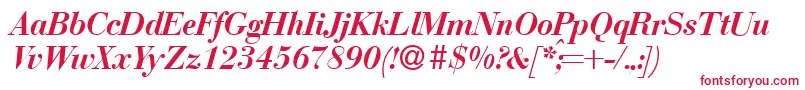 フォントBodonirecutBolditalic – 白い背景に赤い文字