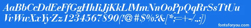 More about BodonirecutBolditalic Font BodonirecutBolditalic Font – White Fonts on Blue Background