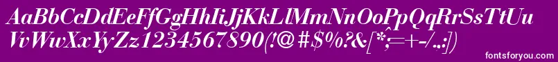 Fonte BodonirecutBolditalic – fontes brancas em um fundo violeta