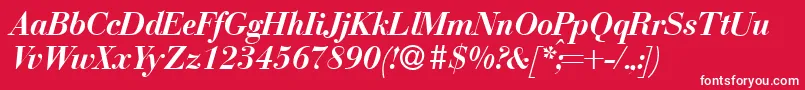 BodonirecutBolditalic-fontti – valkoiset fontit punaisella taustalla